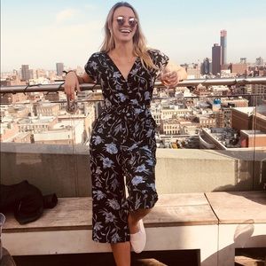 Black and White Floral Jumpsuit Size Small